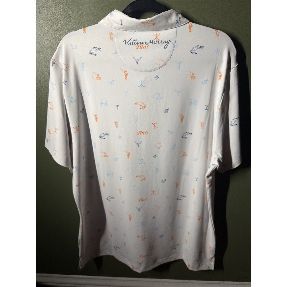NWT William Murray Polo Shirt Men Large White Tito's Vodka Recipe For Success - Picture 5 of 6